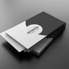 stylish black design company calling card with custom logo