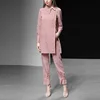 2019 New Design Office Ladies Lapel Shirt Blouse Fitted Pant Suit For Women Formal