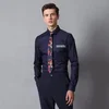 most fashion men formal shirt for business man wear with print Men's tie pocket trims