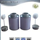 empty cheap round mini pvc glue tin can screw top and brush
