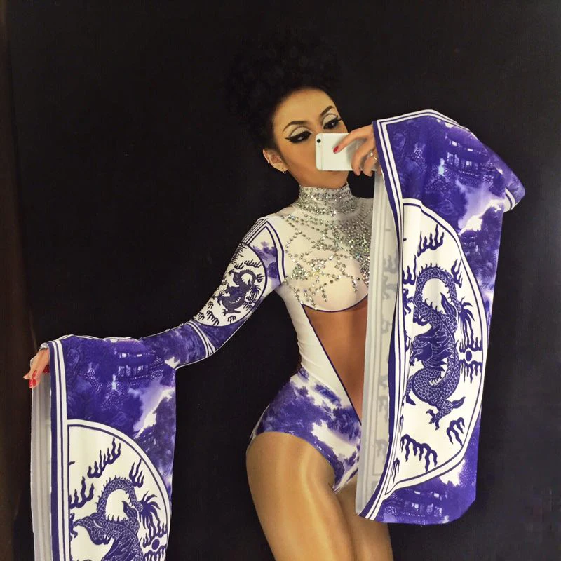 Sexy-Chinese-Blue-And-White-Porcelain-Rhinestone-Bodysuit-Female-Singer-Print-Stage-Wear-Bodysuit-One-piece (2)