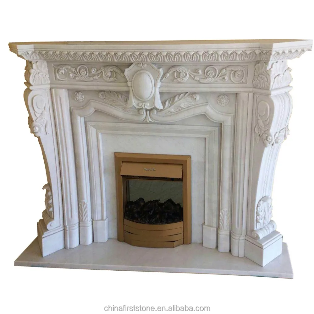 Mfi232 Natural Elegant Decoration Wood Burning White Marble Indoor