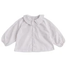 2409/2018 new white cotton long sleeves lapels shirt for girls