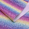 (BY6133) Elastic Backing Rainbow Chunky Glitter Fabric For Hair Bows DIY Material