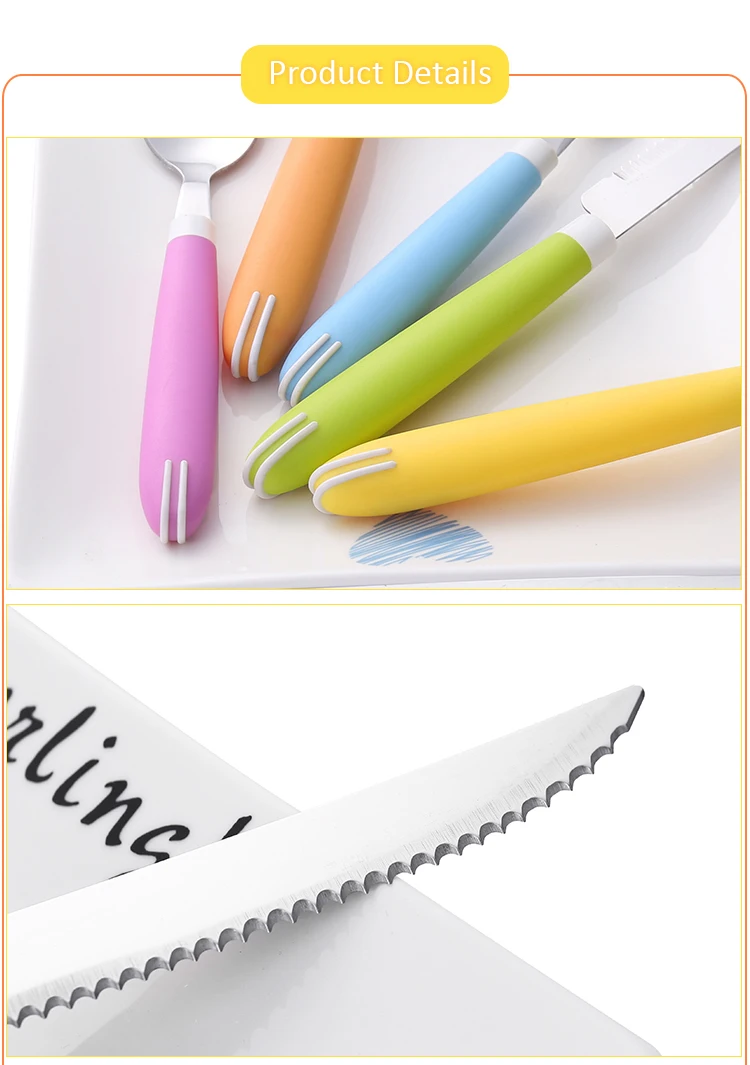 Combine handle Travel Set Plastic Handle Holder Stainless Steel Cutlery