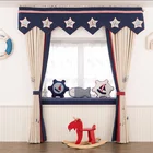 Kids cartoon pattern curtains with attached valance for children