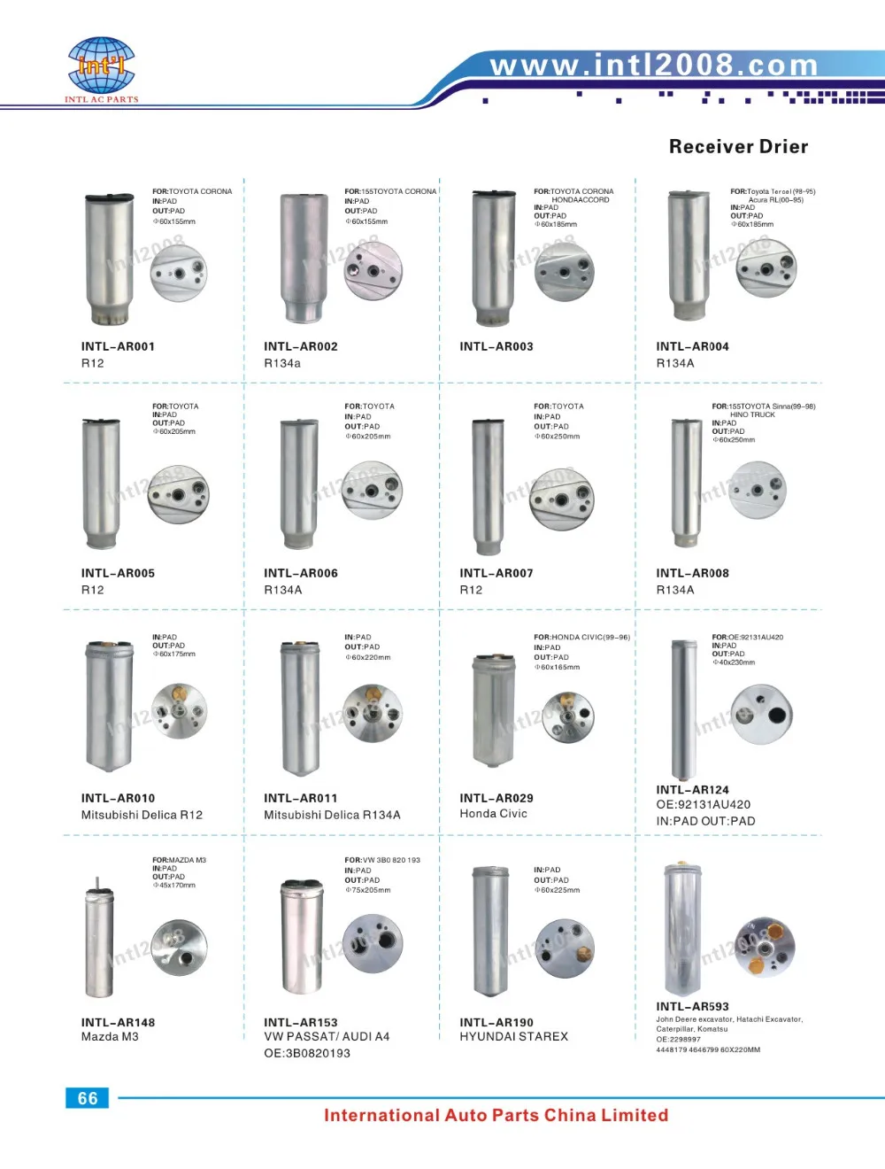 Auto air conditioner Receiver Drier Dryer a/c Accumulator, View Auto
