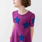 high quality baby dress girls short sleeve knit wholesale price with stars patches