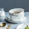 Irregular shape gold rim restaurant serving ceramic snack bowl for wedding used