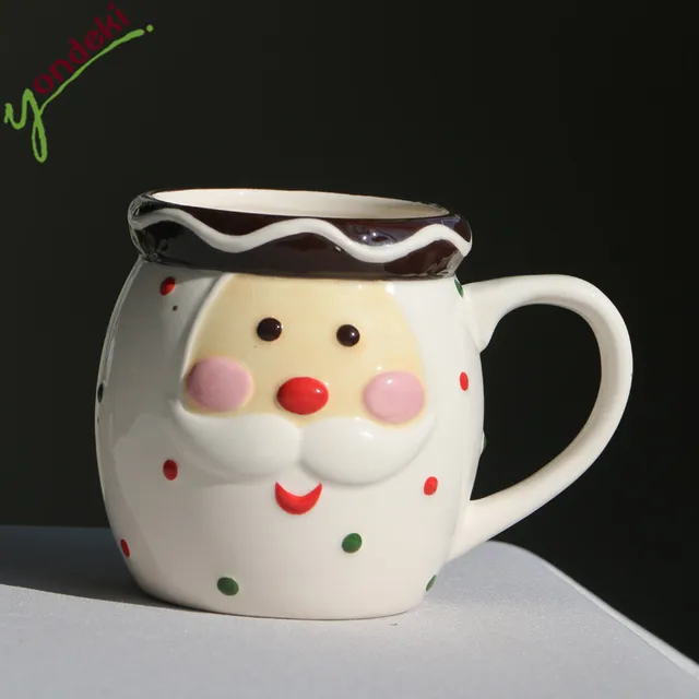 lovely white ceramic santa design christmas coffee mug
