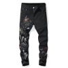 In Stock US slim fit Style Color Washed Men BIker Jeans Printed