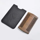 Dual-sided pure green sandalwood wooden beard comb with fragrance