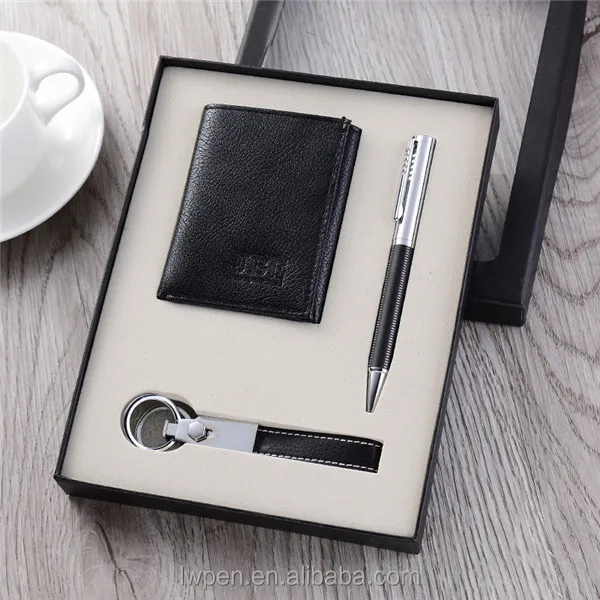 packaging black pen set gift box with key chain for sale