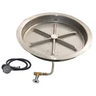 Outdoor Stainless Steel Gas Fire Pit Flower Burner And Round Pan System Kit