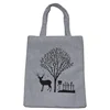 ARTGIMEN Grey Polyester Elk Printed Recycle Shopping Tote Bag with Zipper