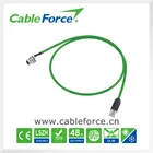 Industrial EtherNet connector M12 D Coded female front panel mount connector to RJ45 male plug with EtherNet cable