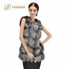 中国サプライヤーjtfur卸売女性カスタムふわふわ毛皮チョッキリアルリヴァーフォックスのキツネの毛皮のベストジレ