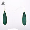 New product 925 silver gold plated green shell earrings