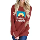 The New Women Tops The Rainbow Printing Round Neck Blouse Long Sleeve Patch Collage's T-shirts