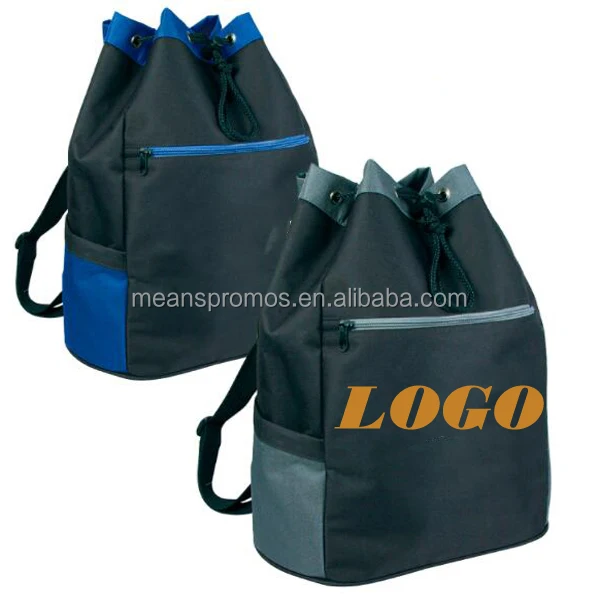 promotional printed 600d polyester backpack with top drawstring
