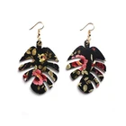 Colorful Fashion Flower Pattern Leather Leaf Leather Earrings