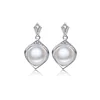 925 silver mountings wedding jewelry set with zircon pearl mounts drop earrings