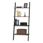 Rustic Industrial Ladder teak wood bookshelf Storage Rack Shelves for Living Room Bed room Kitchen