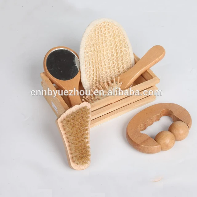 natural massage portable wooden baby shower bath spa gift set