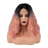 Popular Fashion Natural Wave Cheap Synthetic Wig Natural Hair Women's Natural Black Pink Ombre Color Wigs Lace Front Wigs