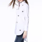 Ladies Front short back long white shirt,woman embroidery blouse long sleeve 2018 new designs