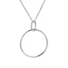Handmade Long Double Round 925 Silver White Gold Plated Jewellery Charm Pendant Necklace