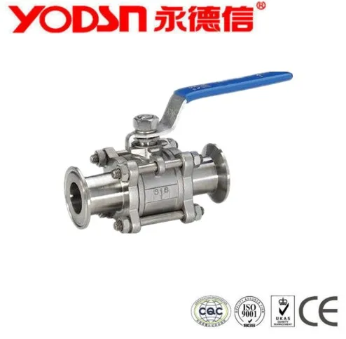 Stainless Steel Sanitary Dairy 3 Pc Clamped Ball valve