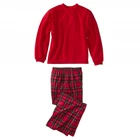 red plain top design children christmas outfit winter pajamas sets for kids