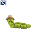 Garden animal shape caterpillar figurine big cheap green color terracotta flower pot