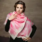 Lady Fashion Hand Drawing Lotus Silk Cashmere Scarf Shawl