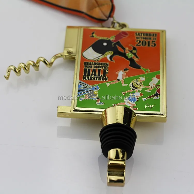 Wholesale custom 24K gold plated Pure color logo embossed metal half marathon finisher medal