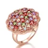 14k Rose Gold Cubic Zirconia and Natural Ruby Womens Cluster Ring