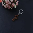 Wholesale catholic wood cross shape wood keychain