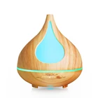 Cool mist flower wood look noiseless electric aroma diffuser 300ml portable air humidifier with 7 led night light