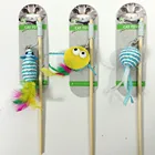 20 Years Factory Wholesale fur sisal mouse pet cat toys cat plush teaser play wand cat toy with mouse