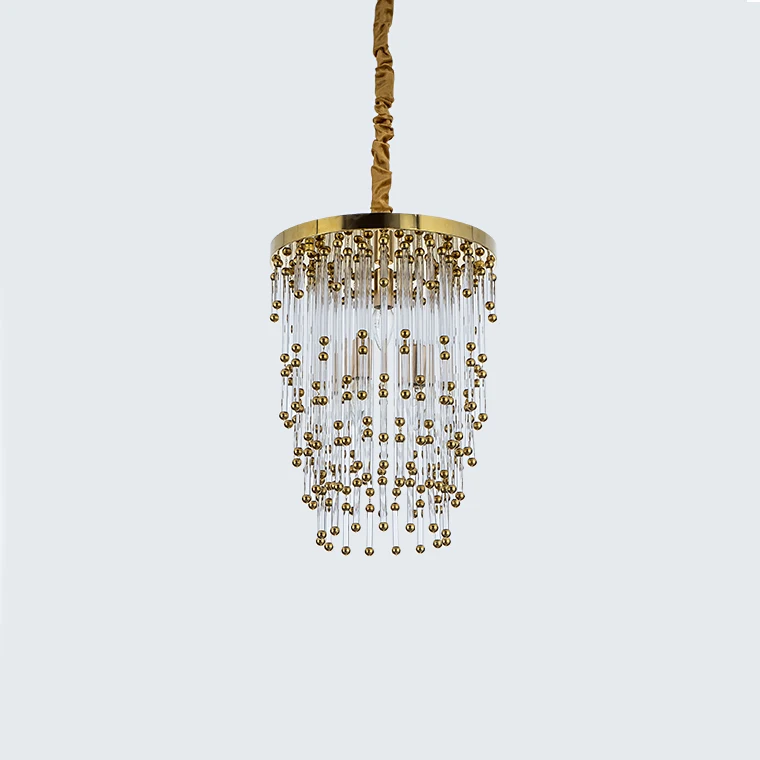 Customized Crystal Chandelier Modern hotel Custom crystal Pendant lamp gold hanging lamp for decoration in zhongshan China