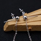 Wholesale jewelry making finding silica gel O shape chain and pearl holder 925 sterling silver bead stud earring