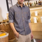 Wholesale cotton youth Slim casual denim jacket fashion long-sleeve mens shirt