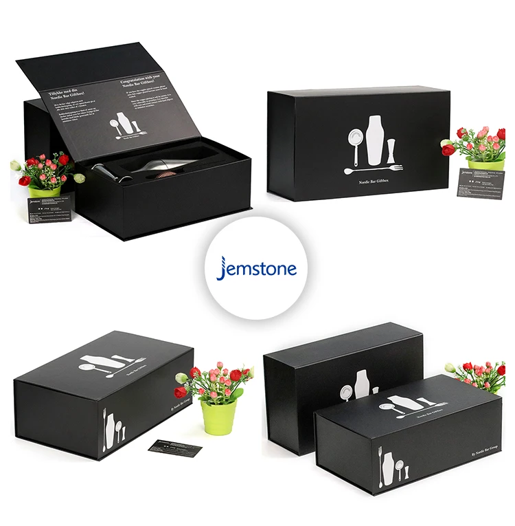 wholesale bottom price packaging black gift box with magnetic
