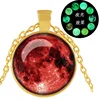 Popular Full Moon Light Glowing Gold Plated Necklace Chain Glow In The Dark Universe Moon Luminous Pendant Necklace For Women