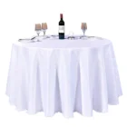 Elegant white round wedding polyester round table cloth