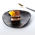 Themed Restaurant Chef's Favorite Elegant Ceramic Plate Customized Gold Marble White Porcelain Dessert Plate
