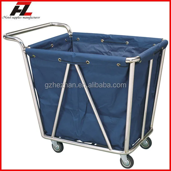 Fixed shelf stainless steel laundry cart for linen transportation and