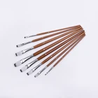 Factory custom new style 8 piece set brown handle nylon hair flat style artist painting brush set