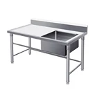Free Standing Restaurant Kitchen Stainless Steel Work Table With Sink
